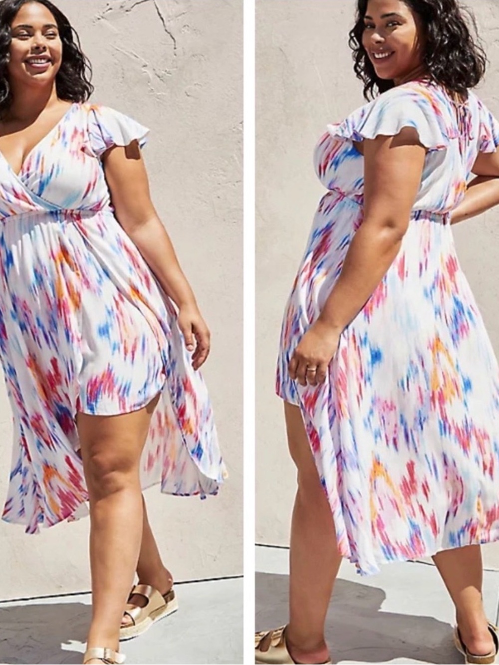 Torrid Rainbow Ikat Walk Through Midi Romper/ Dress Size 1X Plus Size